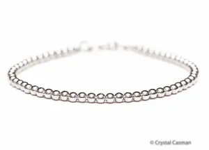 14k White Gold Bead Bracelet - Women and Men's Bracelet - 3mm