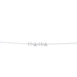 14K White Gold Diamond "Mama" Bracelet
