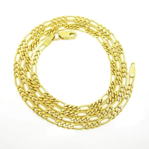 14K Yellow Gold 3MM Classic Figaro Chain & Bracelet