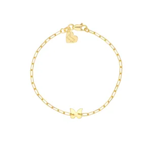 14K Yellow Gold Butterfly Paperclip Bracelet