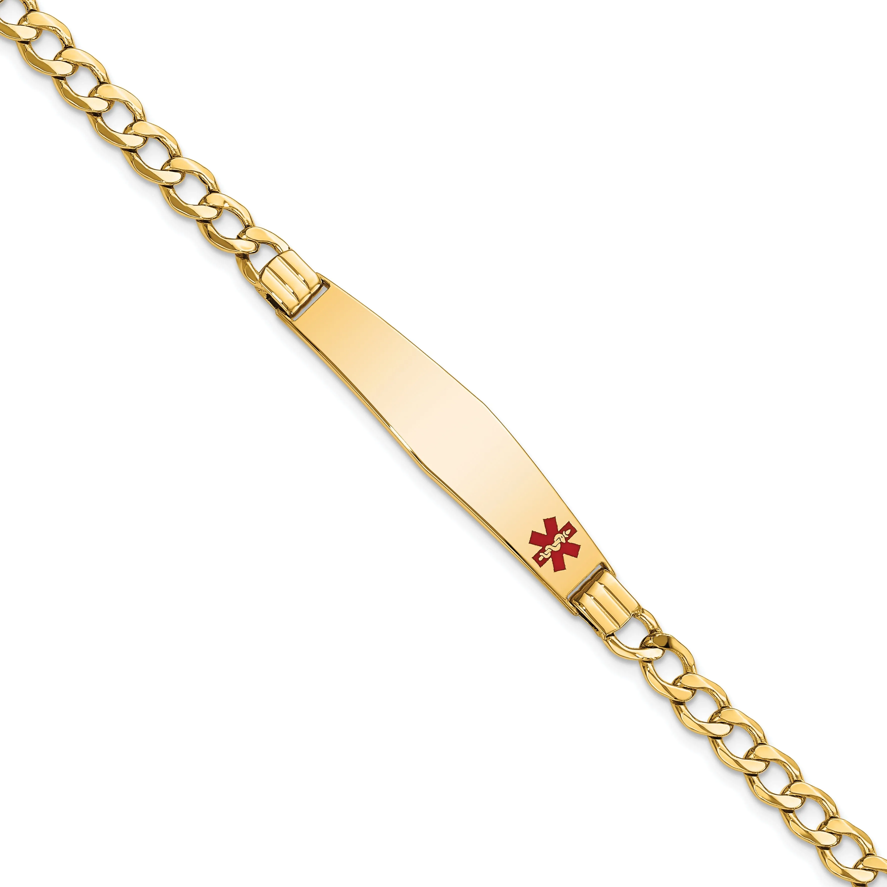 14K Yellow Gold Curb Link Medical ID Bracelet