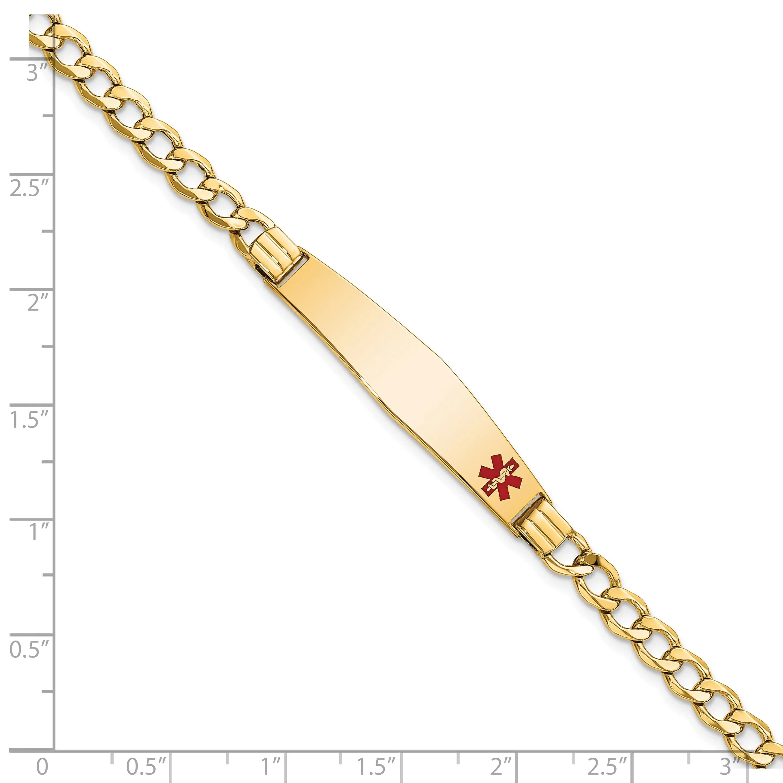 14K Yellow Gold Curb Link Medical ID Bracelet