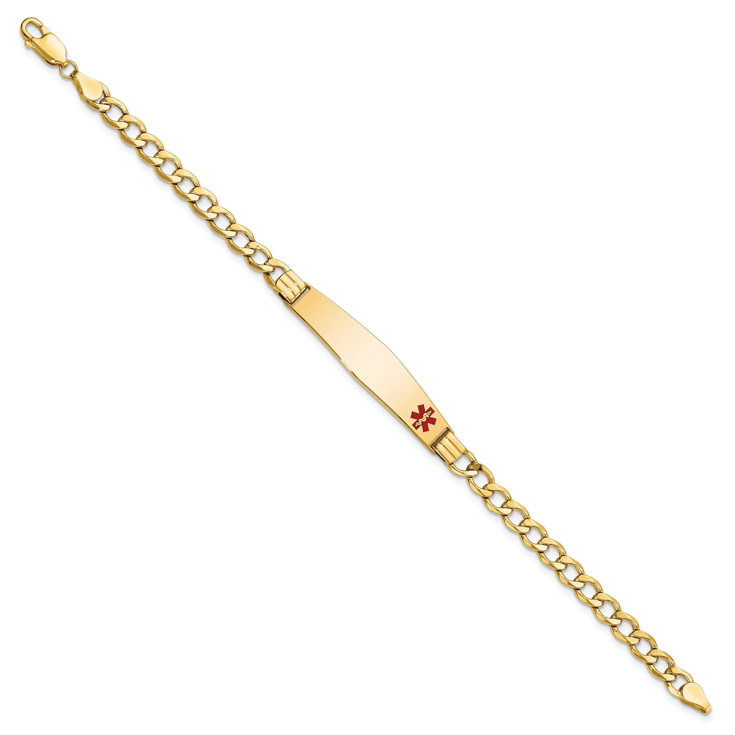 14K Yellow Gold Curb Link Medical ID Bracelet