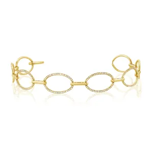14K Yellow Gold Diamond Oval Link Bracelet
