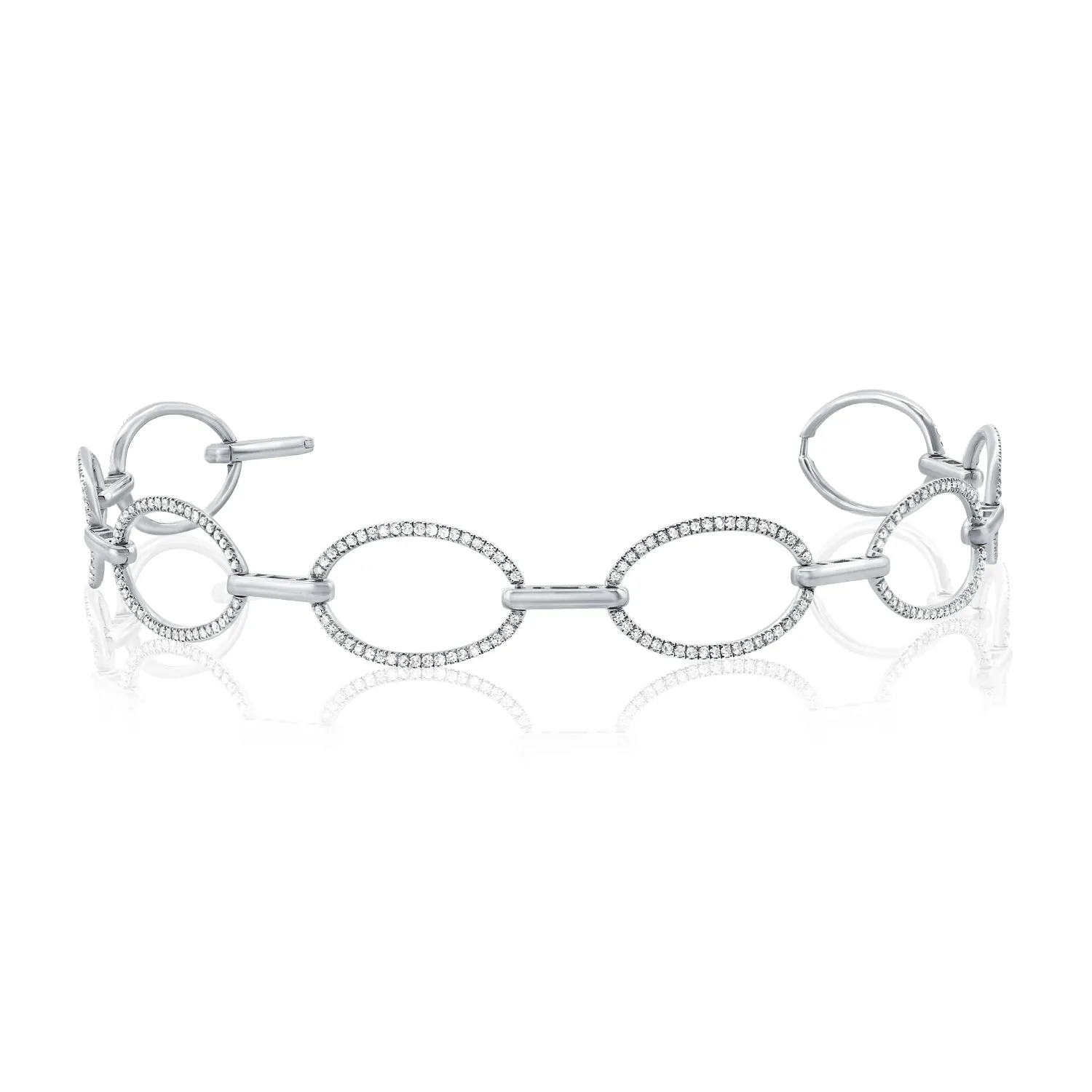 14K Yellow Gold Diamond Oval Link Bracelet