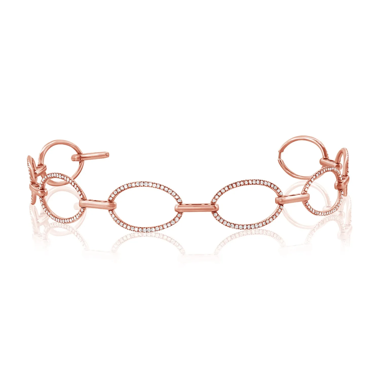 14K Yellow Gold Diamond Oval Link Bracelet