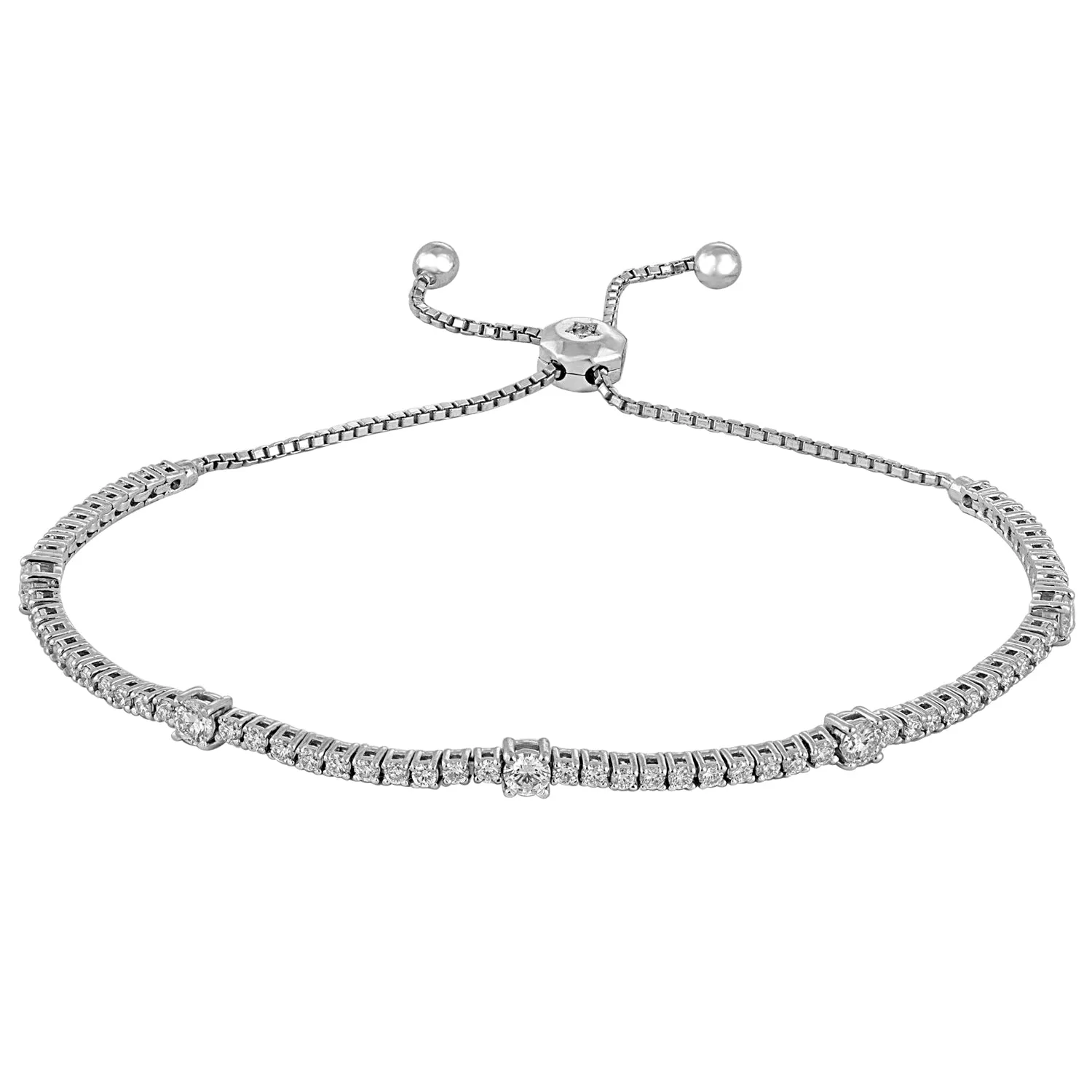 14K Yellow Gold Diamond Station Bolo Bracelet