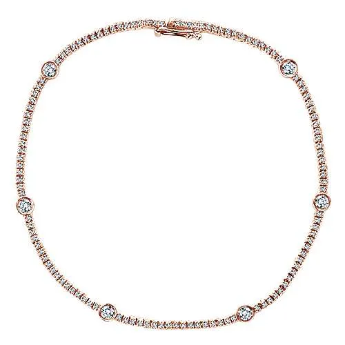14K Yellow Gold Diamond Tennis Bracelet with Bezel Set Diamonds
