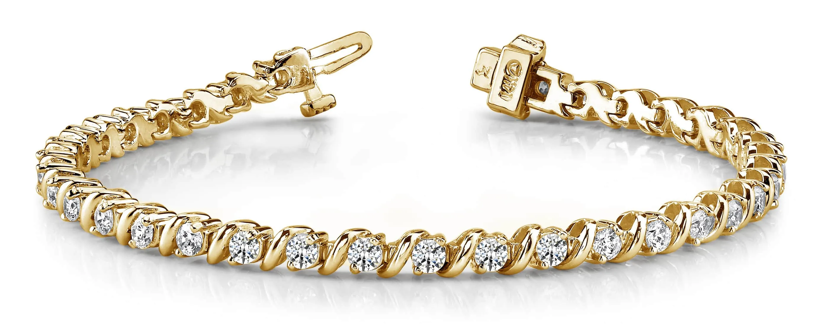 14K Yellow Gold Diamond Tennis Bracelet