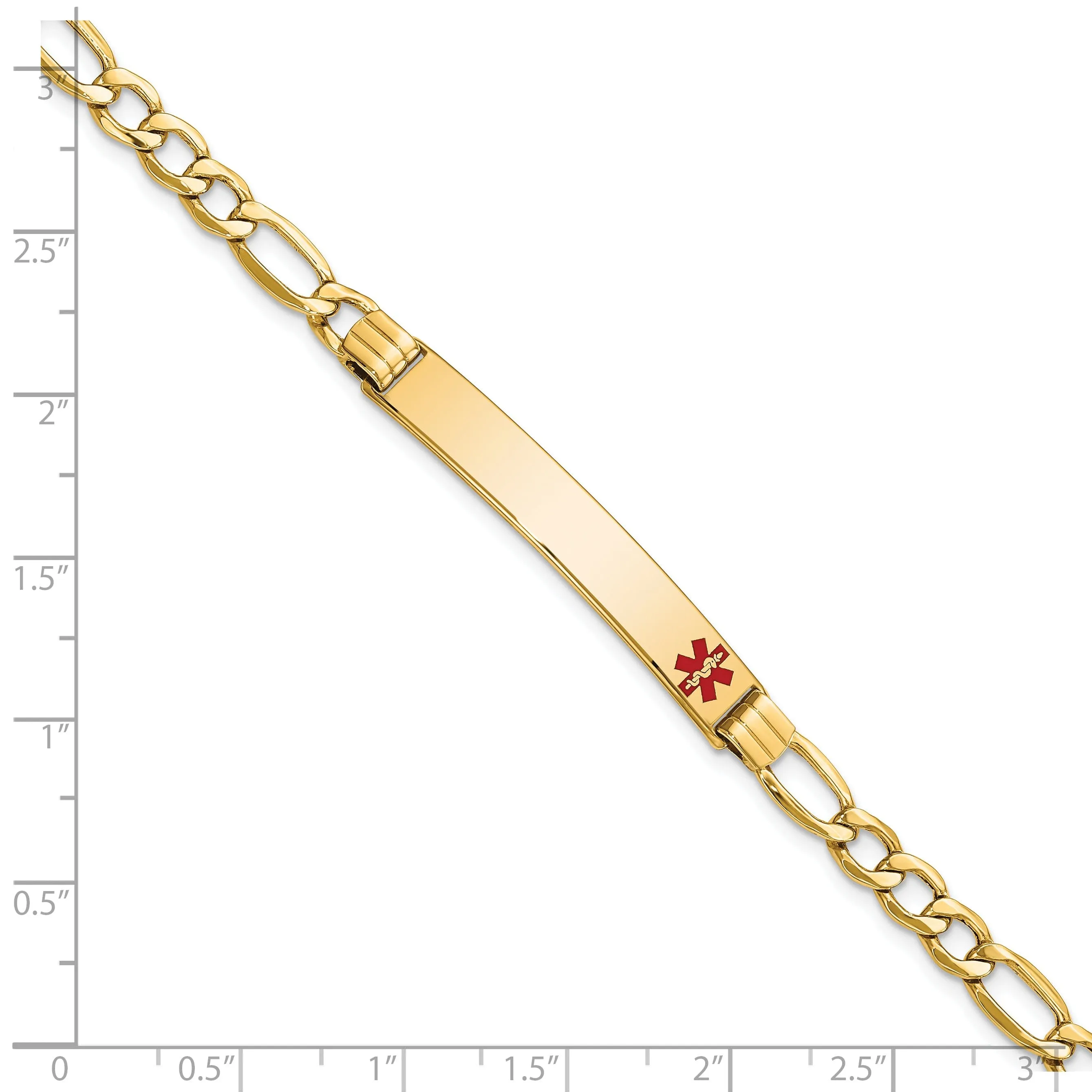 14K Yellow Gold Figaro Link Medical ID Bracelet