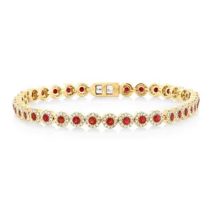 14K Yellow Gold Ruby and Diamond Tennis Bracelet