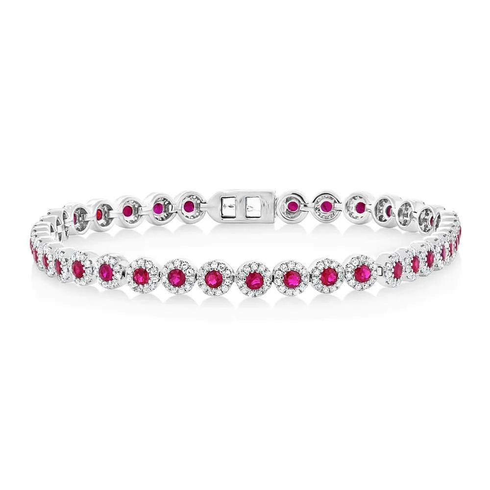 14K Yellow Gold Ruby and Diamond Tennis Bracelet