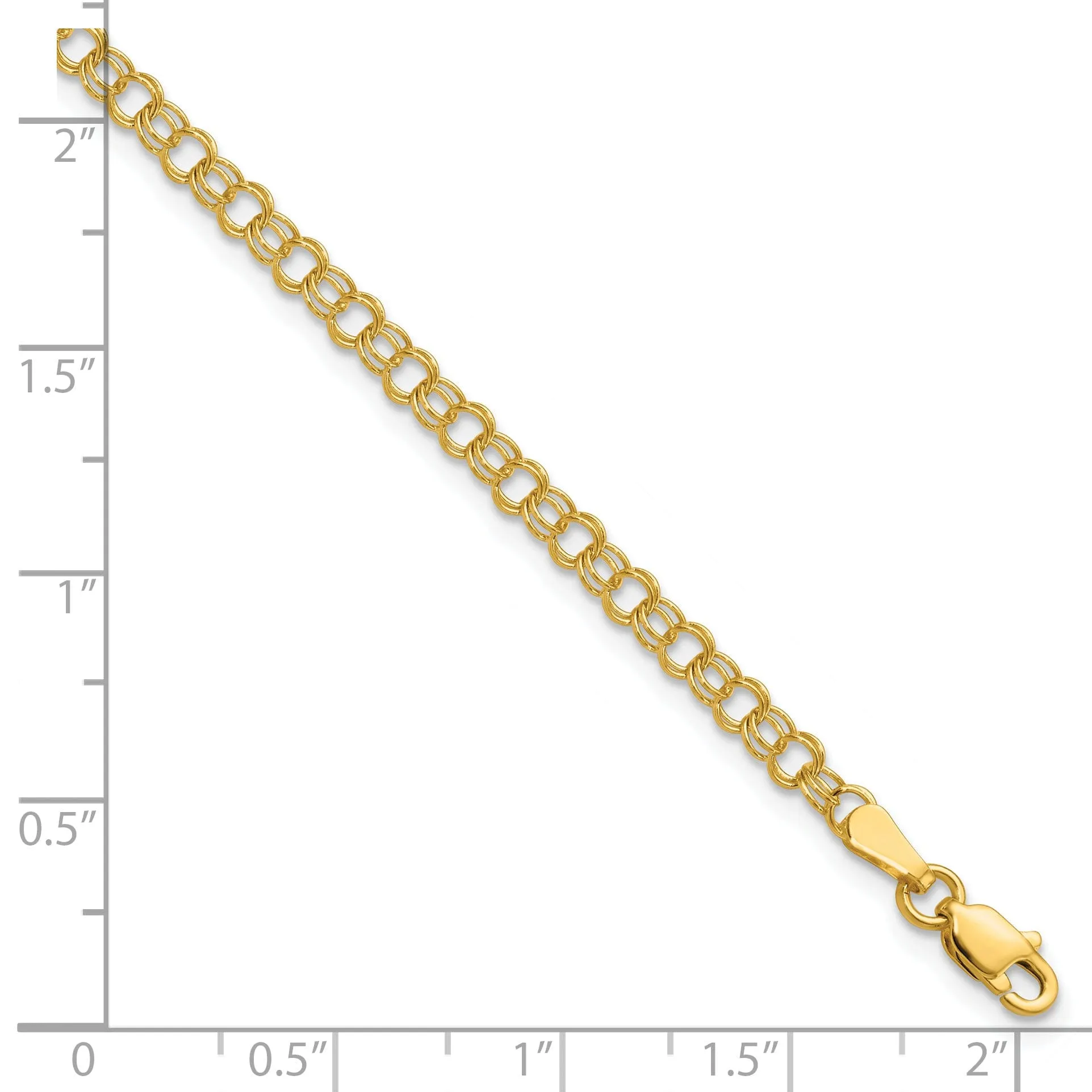 14k Yellow Gold Solid Double Link Charm Bracelet