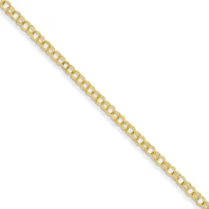 14k Yellow Gold Solid Double Link Charm Bracelet