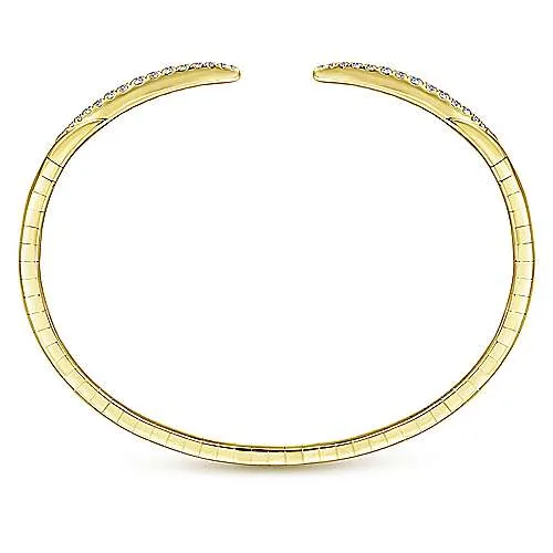 14K Yellow Gold Split Diamond Spike Bangle