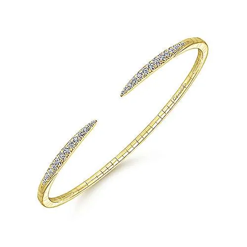 14K Yellow Gold Split Diamond Spike Bangle
