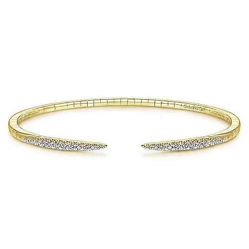 14K Yellow Gold Split Diamond Spike Bangle
