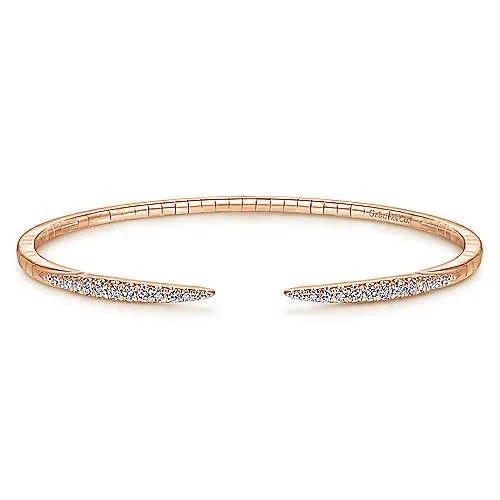 14K Yellow Gold Split Diamond Spike Bangle