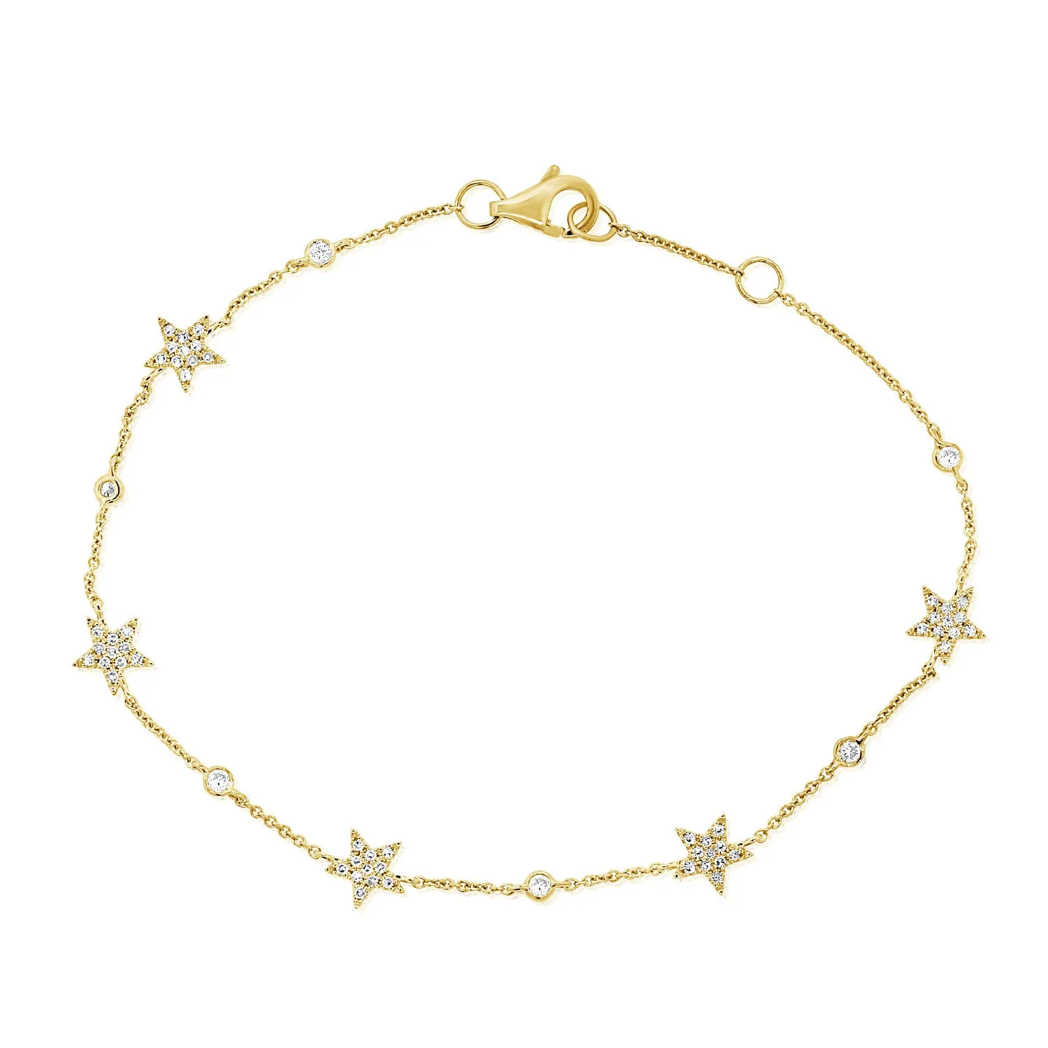 14K Yellow Gold Star Diamond By The Yard Bracelet