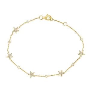 14K Yellow Gold Star Diamond By The Yard Bracelet