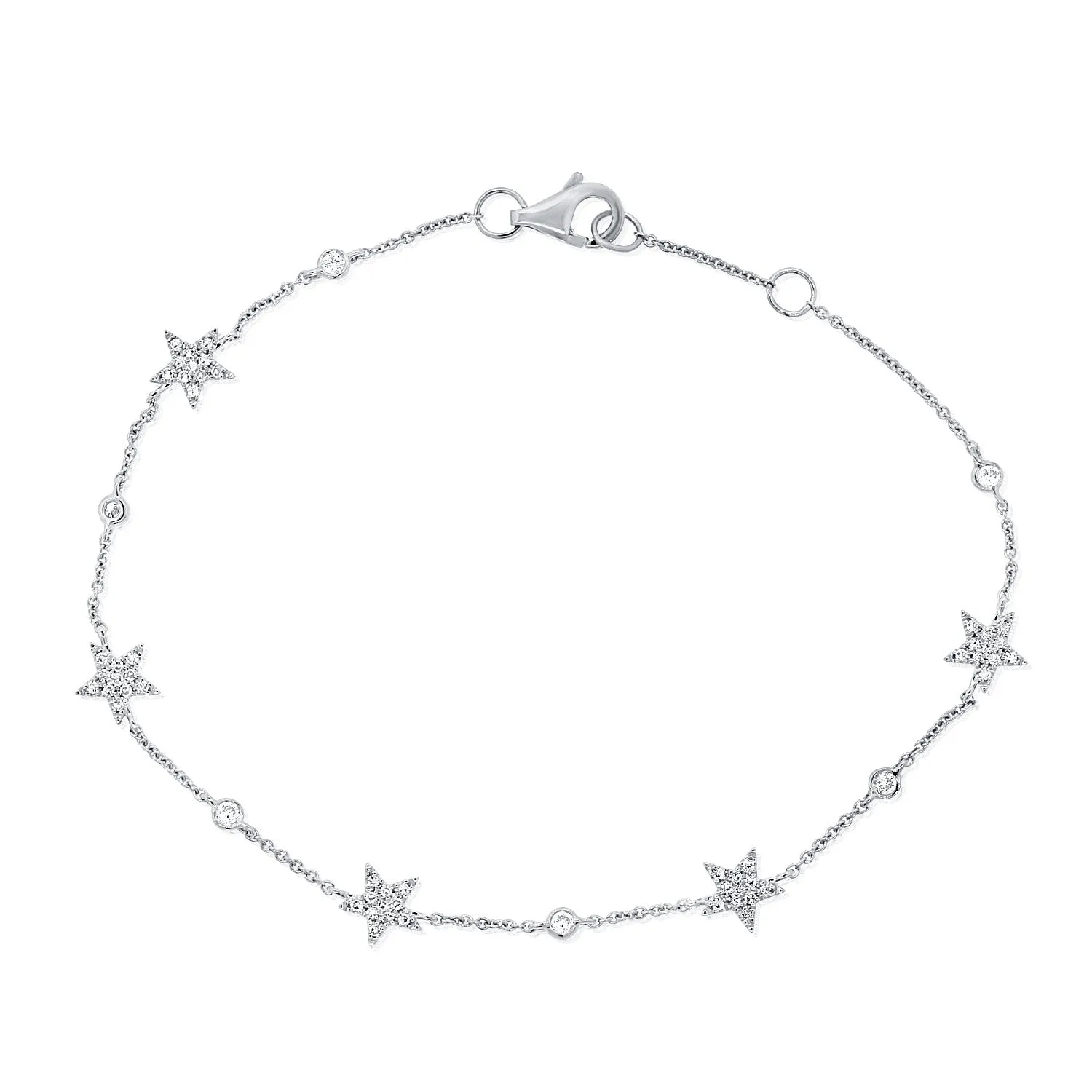 14K Yellow Gold Star Diamond By The Yard Bracelet
