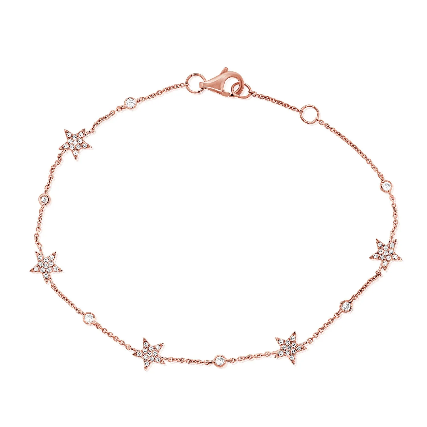 14K Yellow Gold Star Diamond By The Yard Bracelet