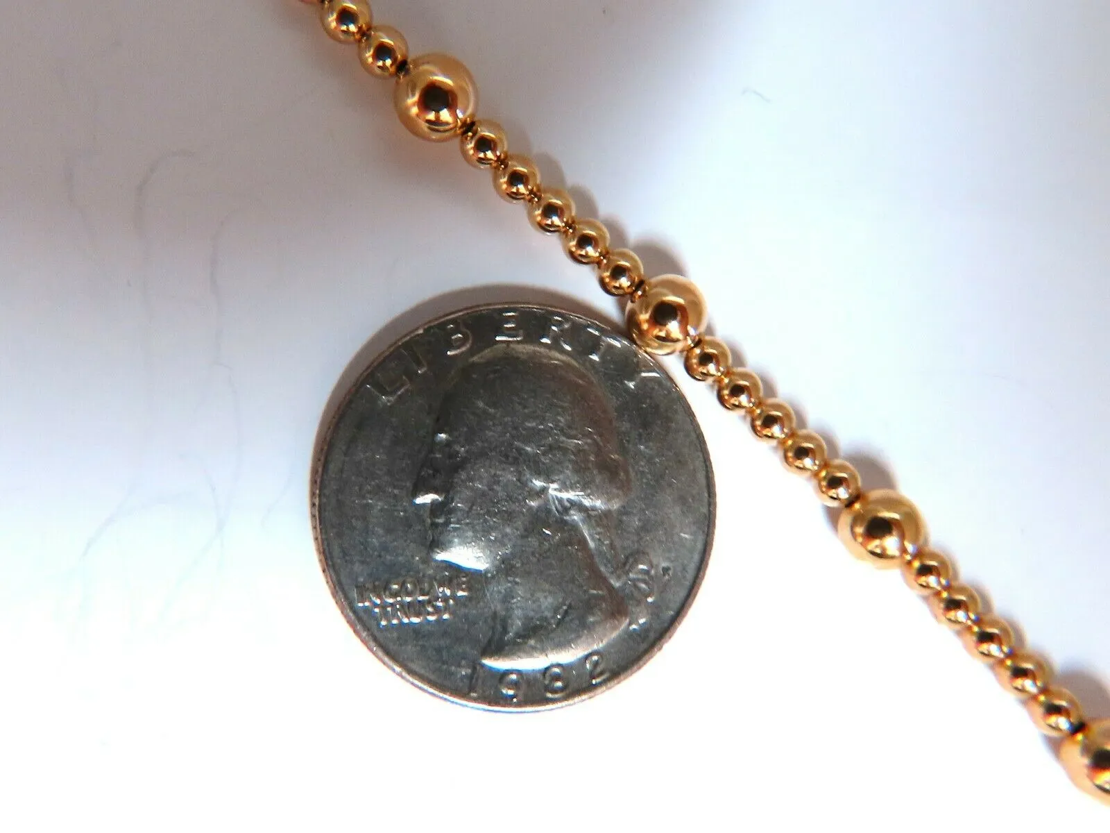 14kt Alternated bull bead bracelet hollow 9.5 inch 4.8mm