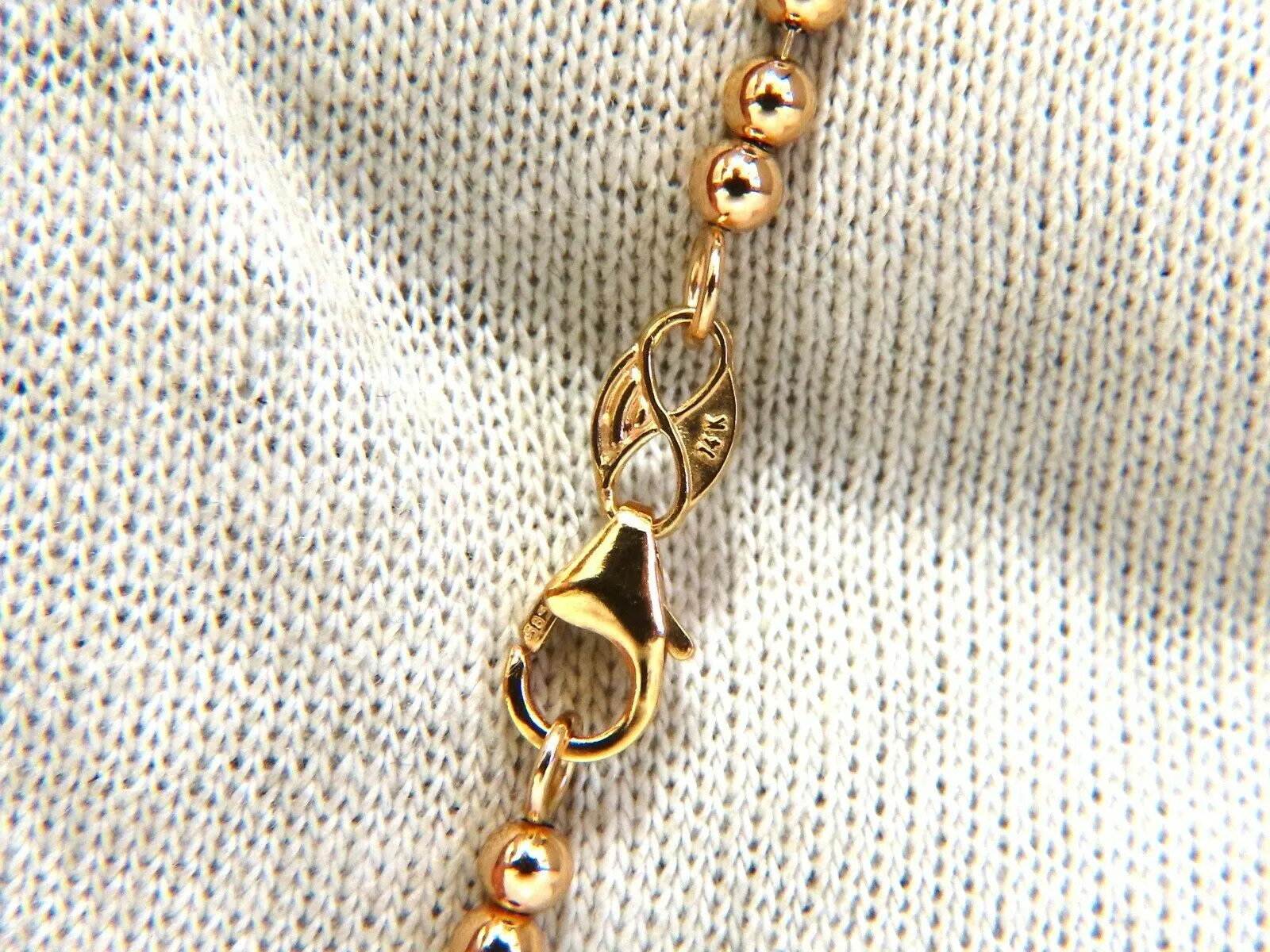 14kt Alternated bull bead bracelet hollow 9.5 inch 4.8mm