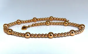 14kt Alternated bull bead bracelet hollow 9.5 inch 4.8mm