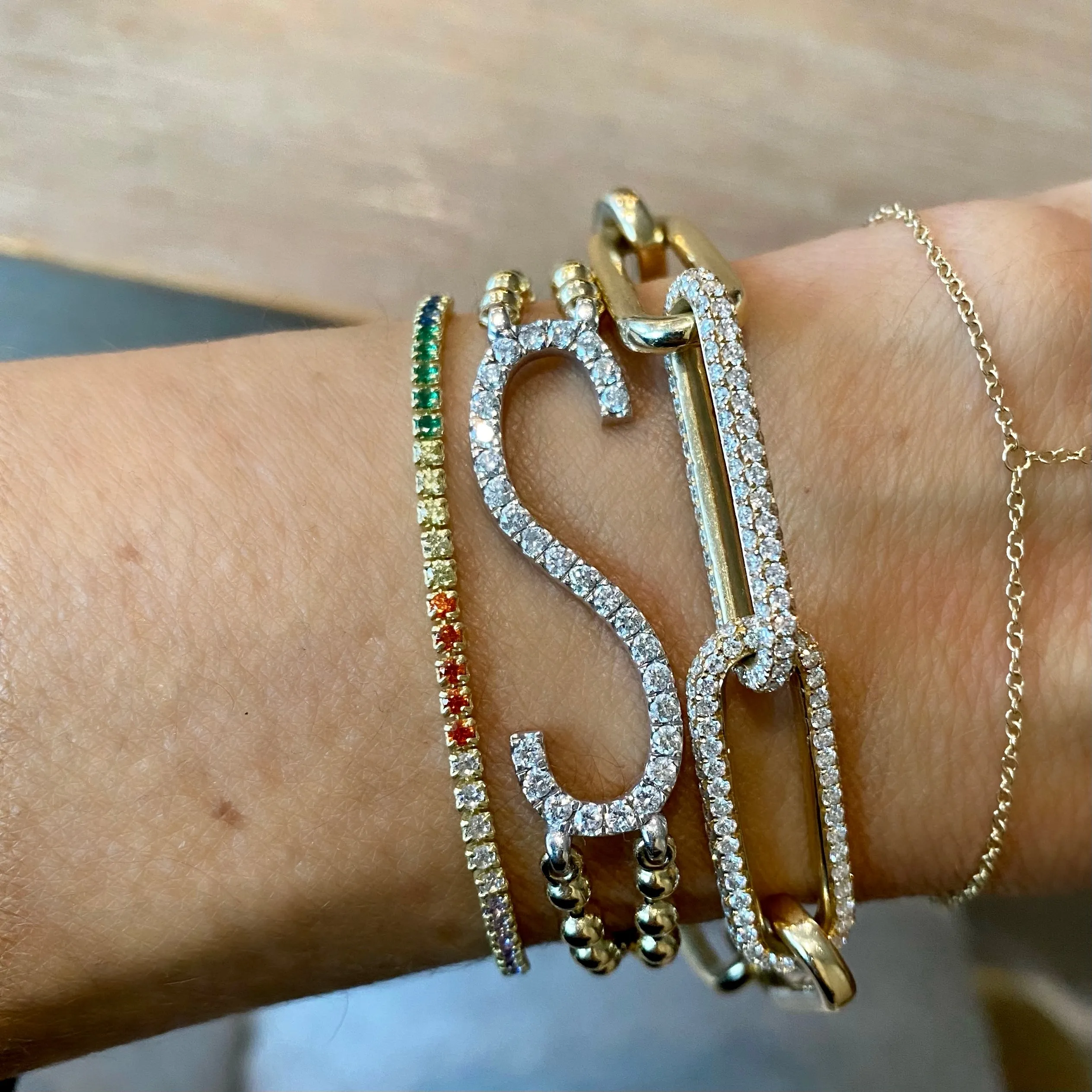 14KT Solid Gold Diamond Luxe Sobia Link Bracelet