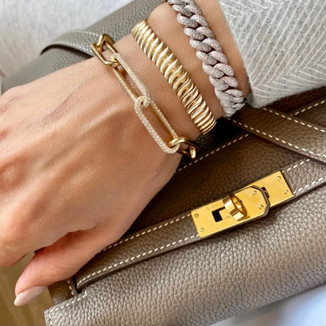 14KT Solid Gold Diamond Luxe Sobia Link Bracelet