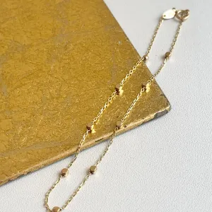 14KT Yellow Gold Cube Station Chain Bracelet