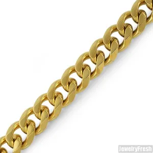 14mm 14K Gold IP Steel Miami Cuban Bracelet
