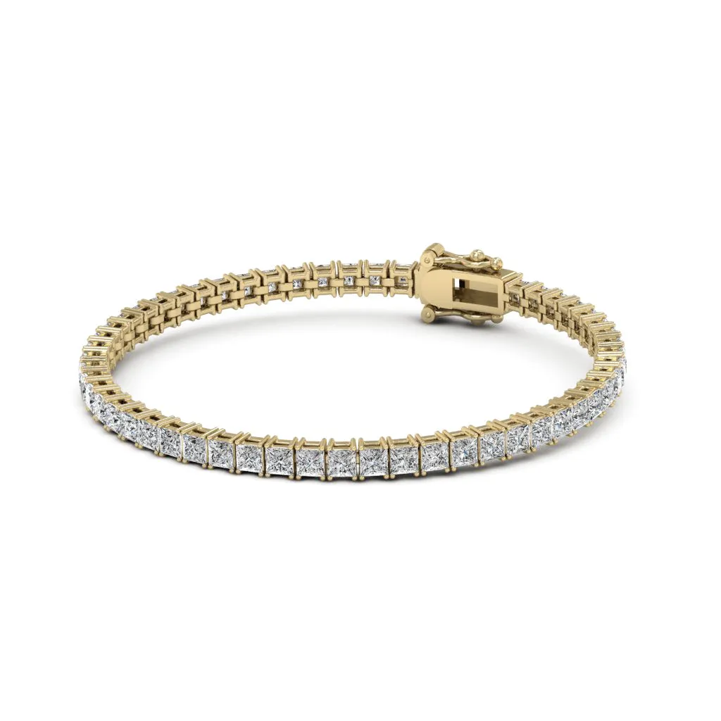 16.80 CTS DEW Moissanite Princess Cut Tennis Bracelet