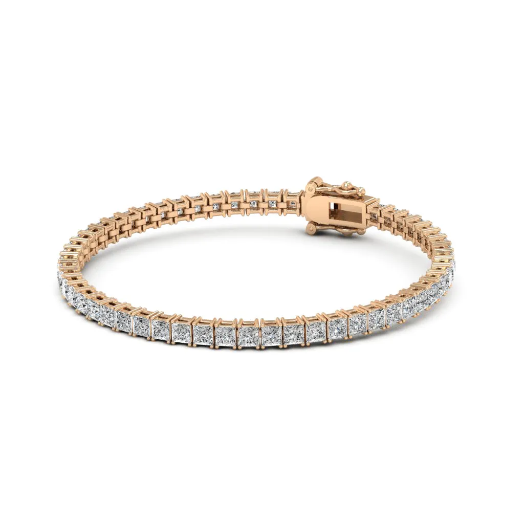 16.80 CTS DEW Moissanite Princess Cut Tennis Bracelet