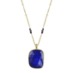 18K Gold Lapis with Black Diamond on Lure Chain