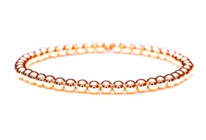 18k Rose Gold Ball Bead Stretch Bracelets, 3mm - 4mm, Men and Women's Bracelet