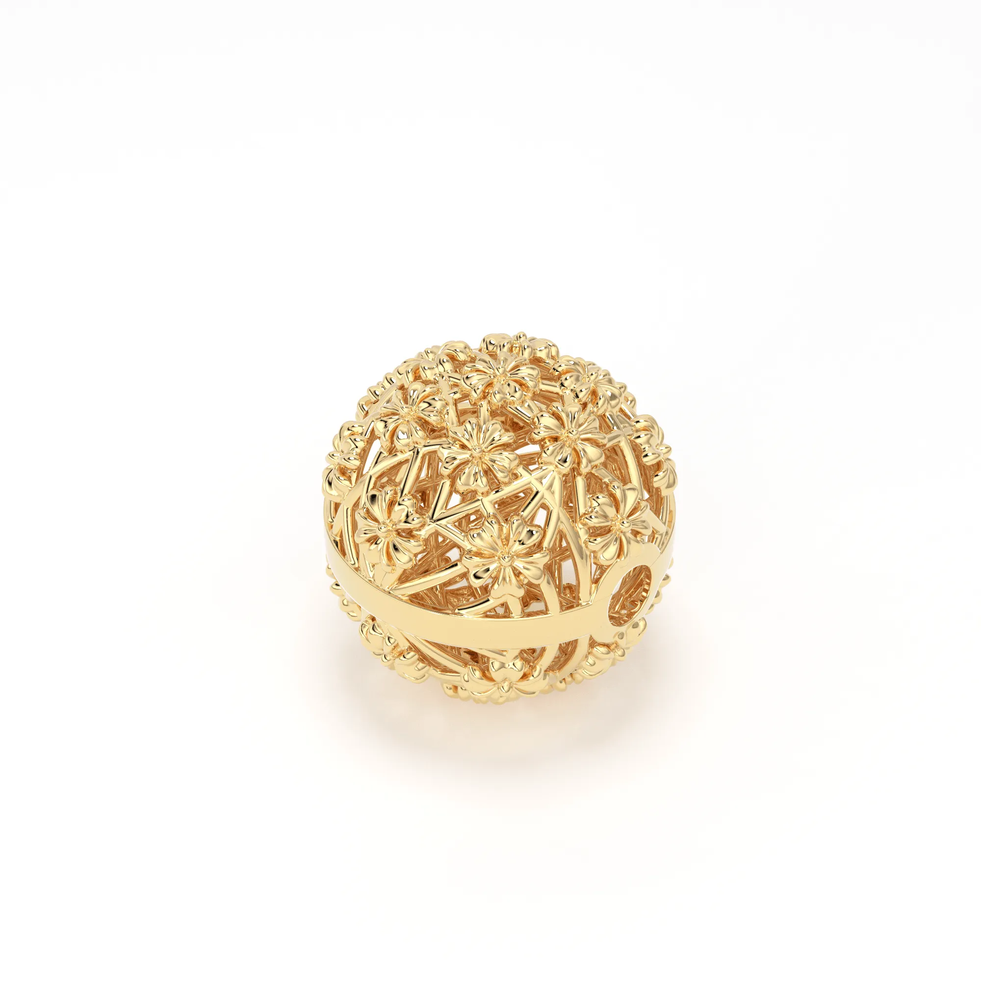 18k Solid Gold Designer Fancy Floral Mesh Spacer Bead Finding 7mm 8mm 9mm