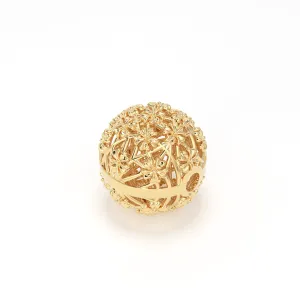 18k Solid Gold Designer Fancy Floral Mesh Spacer Bead Finding 7mm 8mm 9mm