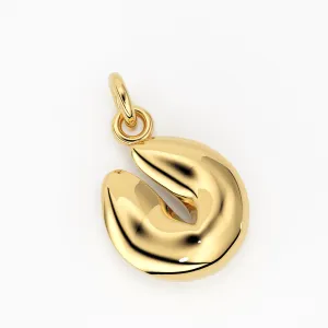 18k Solid Yellow Gold Fortune Cookie Charm Pendant / Solid Gold Pendant
