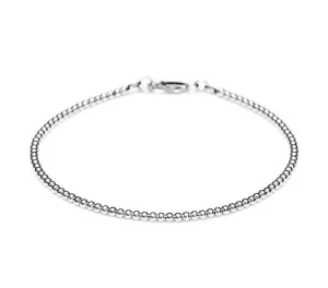 18k White Gold Bead Bracelet - 2mm - Women or Men's Bracelet