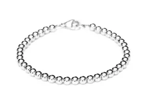 18k White Gold Bead Bracelet - Women and Men's Bracelet - 5mm