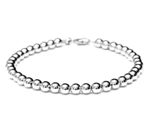 18k White Gold Bead Bracelet - Women and Men's Bracelet - 6mm