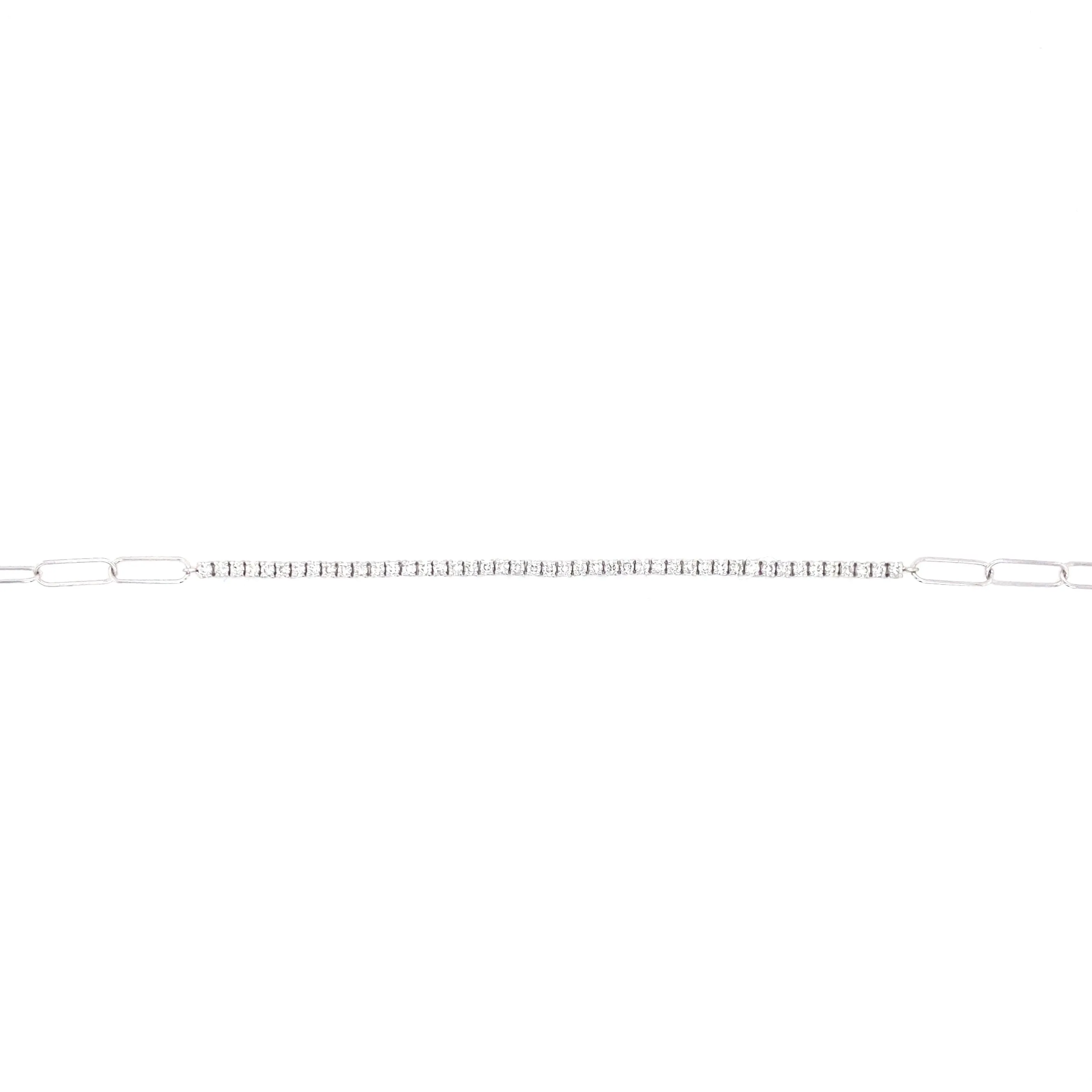 18K Yellow Gold Diamond Tennis Paperclip Bracelet