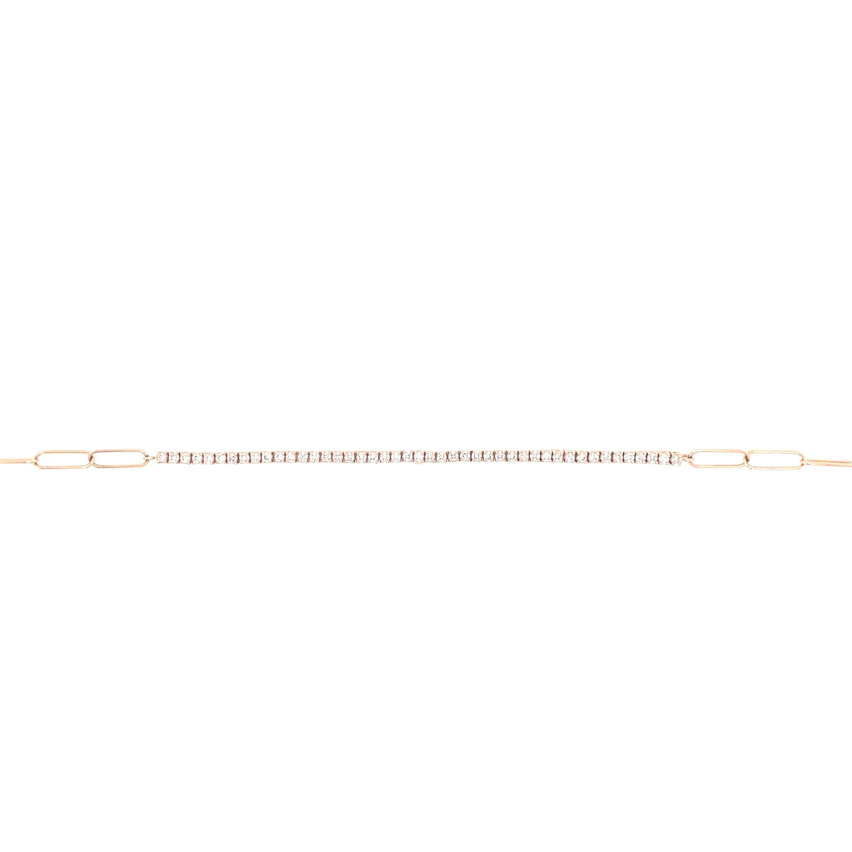 18K Yellow Gold Diamond Tennis Paperclip Bracelet