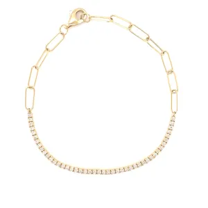 18K Yellow Gold Diamond Tennis Paperclip Bracelet
