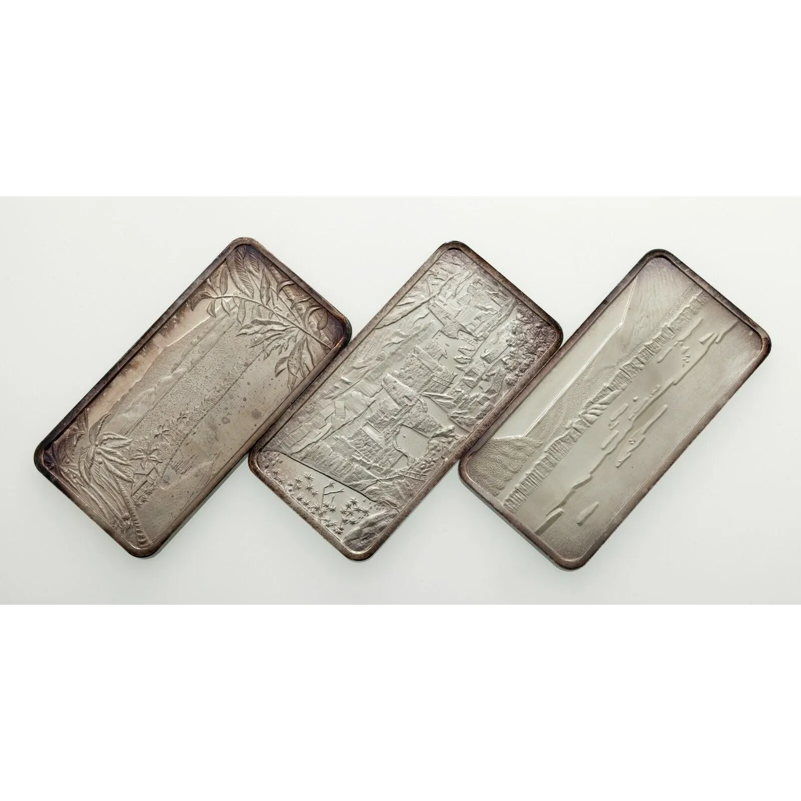 1975 Hamilton Mint America The Beautiful 1oz Silver Art Bars Lot of 3 Bars