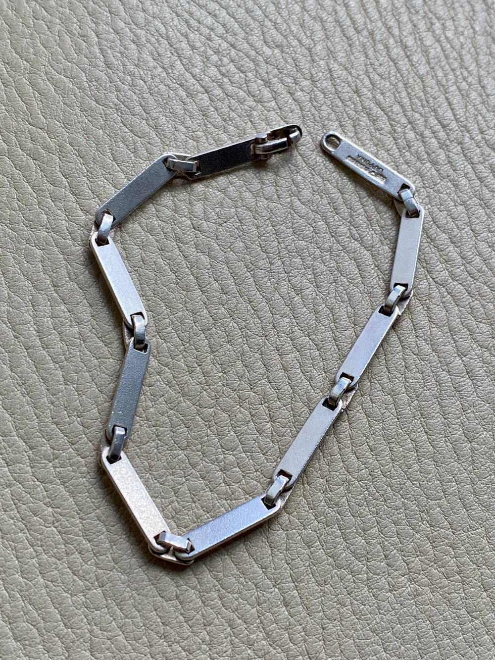 1985 ‘Labyrint’ bar link bracelet by Bjorn Weckstrom for Lapponia in sterling silver - 7.6 inch length