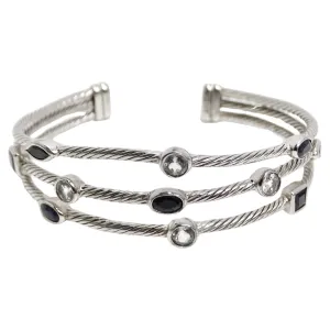 1990s Silver Crystal Cuff Bracelet
