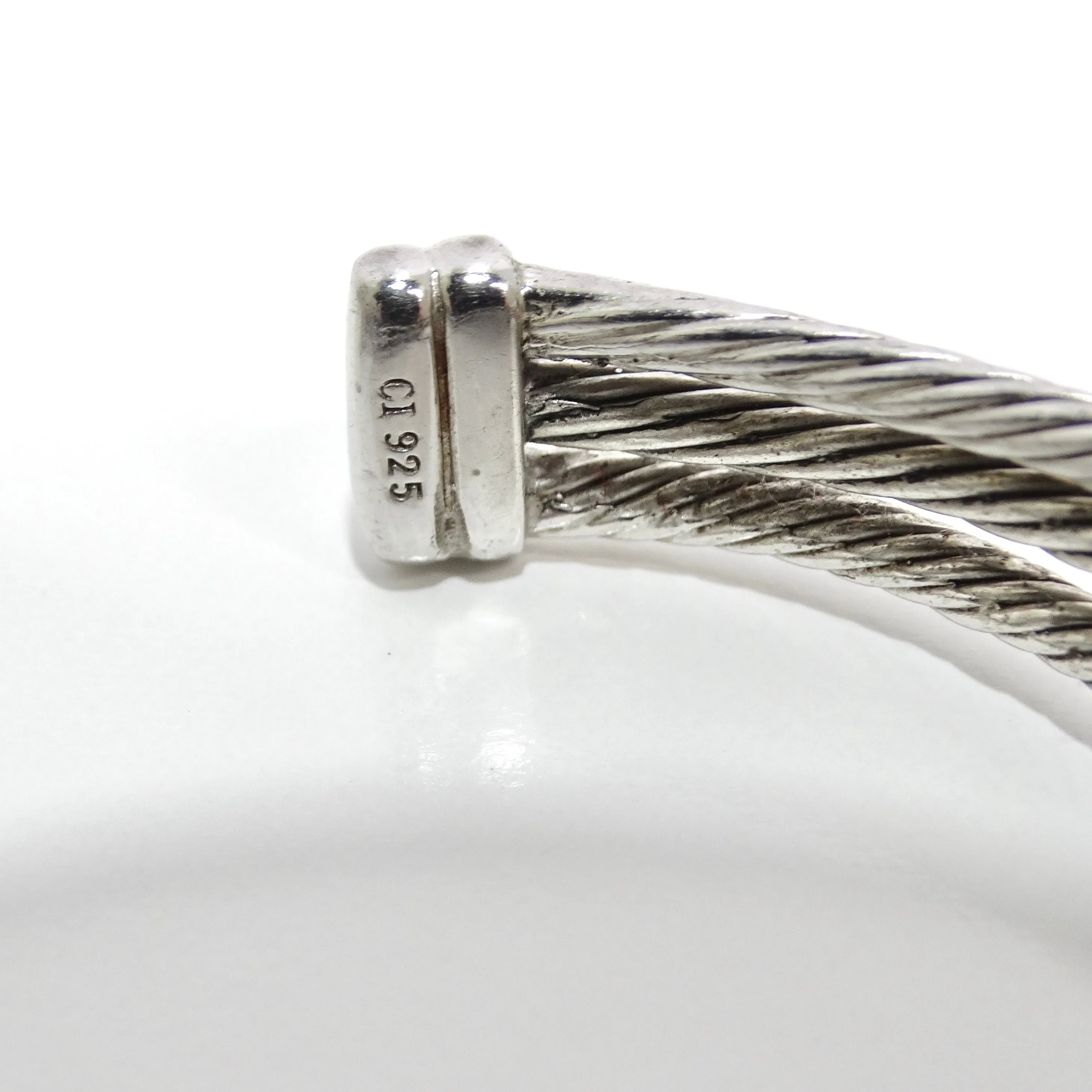 1990s Silver Crystal Cuff Bracelet